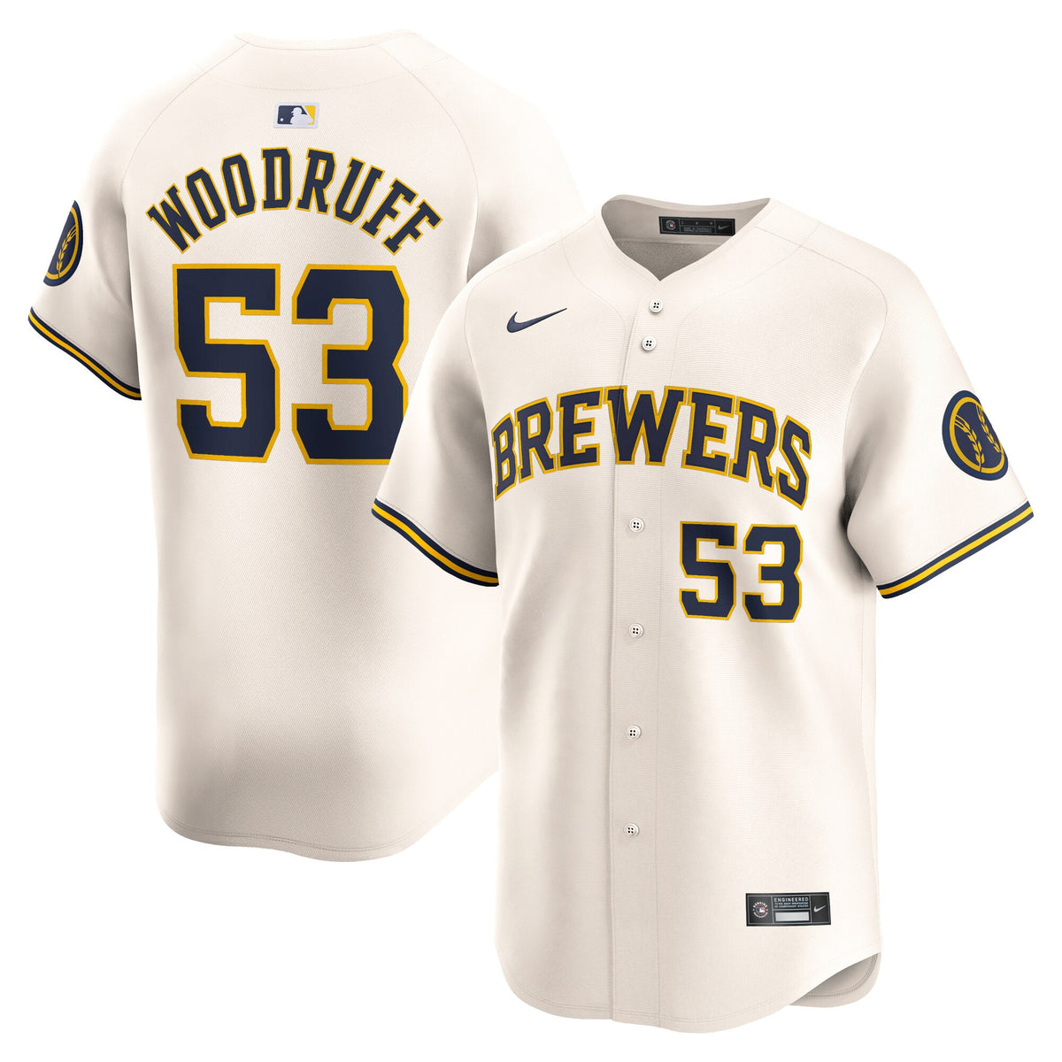Brandon Woodruff Milwaukee Brewers cream Limited jersey
