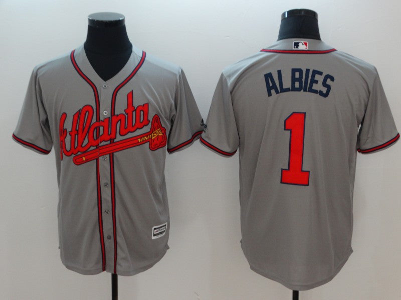 Ozzie Albies Atlanta Braves gray jersey