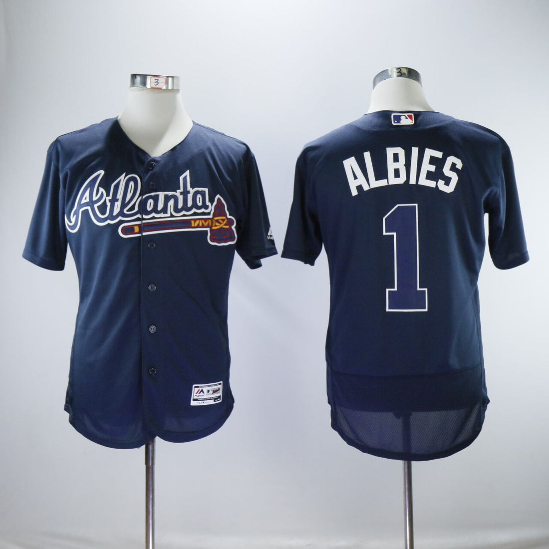 Ozzie Albies Atlanta Braves navy jersey