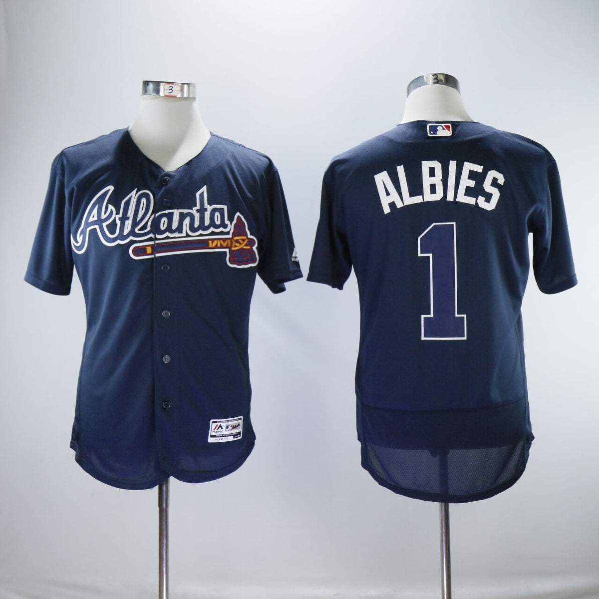 Ozzie Albies Atlanta Braves navy jersey