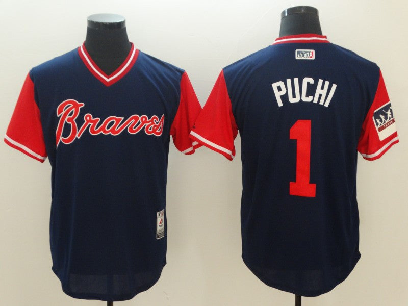 Ozzie Albies Puchi Atlanta Braves navy Authentic jersey