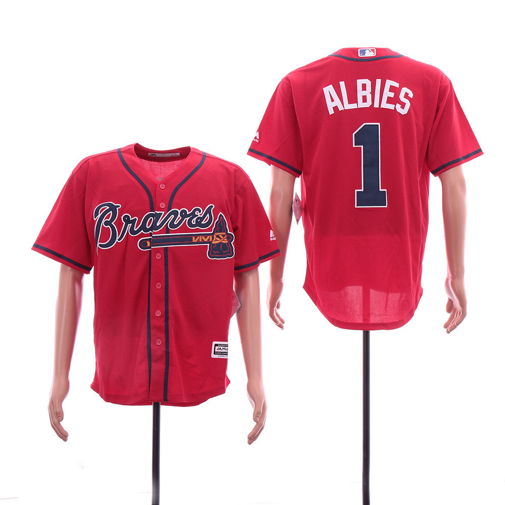 Ozzie Albies Atlanta Braves red jersey