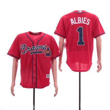 Ozzie Albies Atlanta Braves red jersey