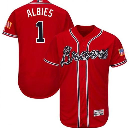 Ozzie Albies Atlanta Braves red jersey