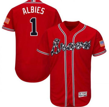 Ozzie Albies Atlanta Braves red jersey