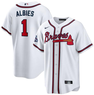 Ozzie Albies Atlanta Braves white jersey