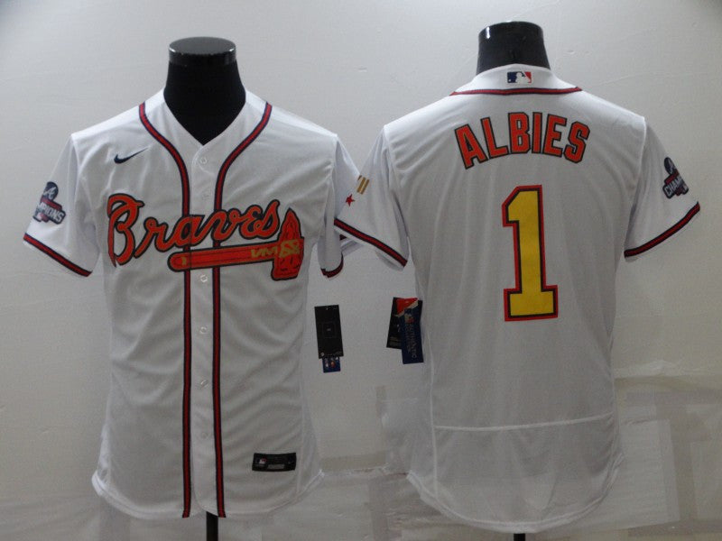 Ozzie Albies Atlanta Braves white jersey