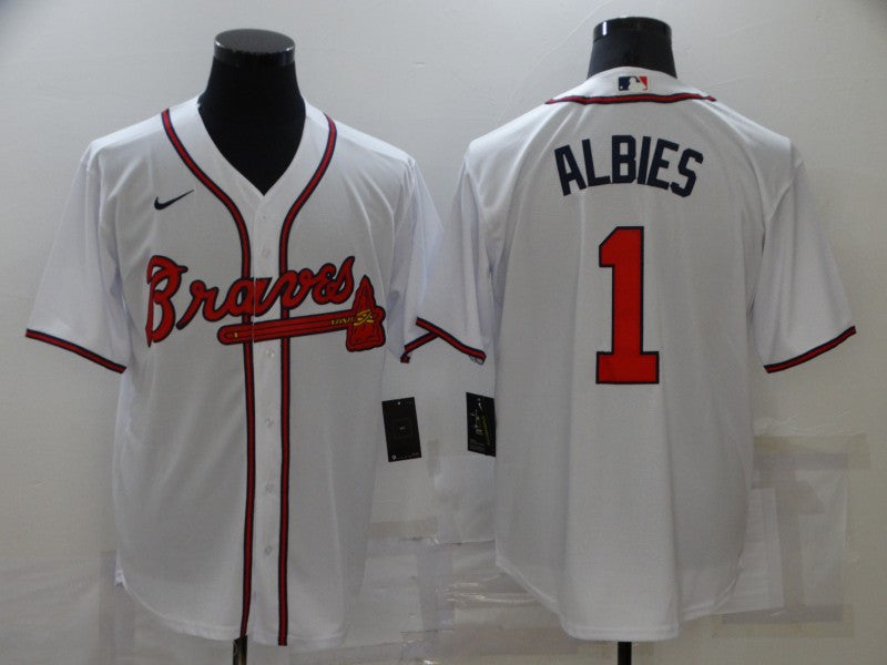 Ozzie Albies Atlanta Braves white jersey