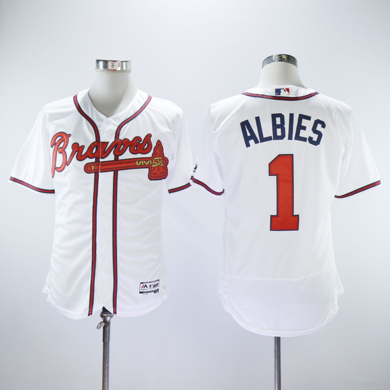 Ozzie Albies Atlanta Braves white jersey