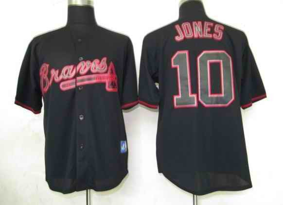 Jones Atlanta Braves black Fashion jersey