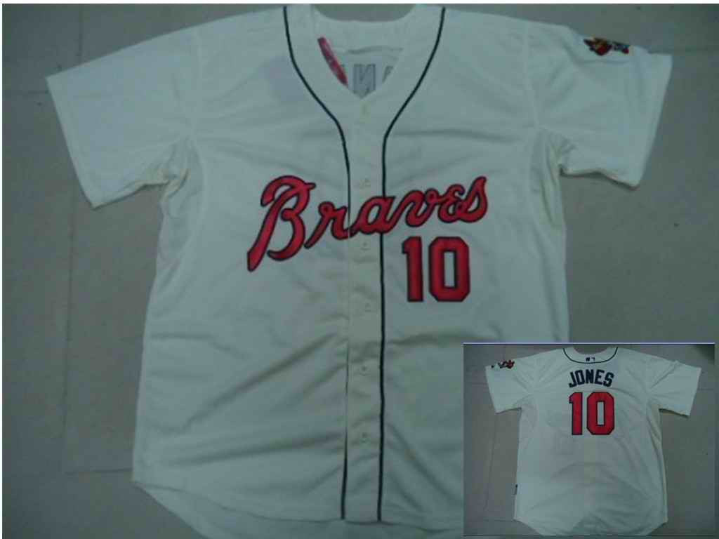 Jones Atlanta Braves cream jersey