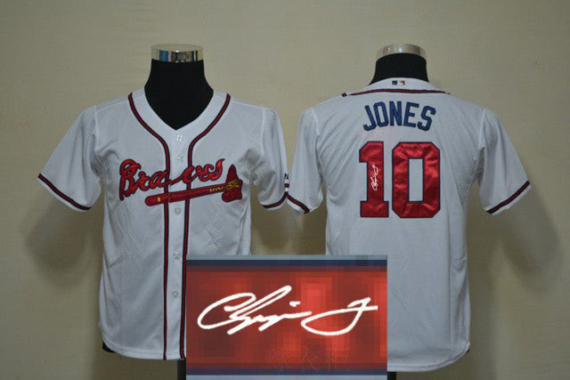 Jones Atlanta Braves white jersey