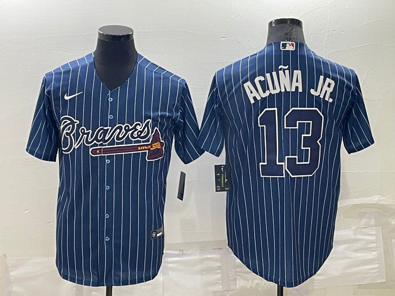 Ronald Acuna Jr Atlanta Braves blue Throwback jersey