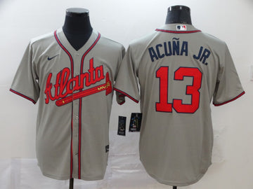 Ronald Acuna Jr Atlanta Braves gray jersey