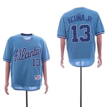 Ronald Acuna Jr Atlanta Braves blue Throwback jersey