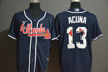 Ronald Acuna Jr Nave Atlanta Braves Fashion jersey