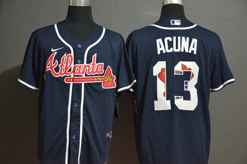 Ronald Acuna Jr Nave Atlanta Braves Fashion jersey