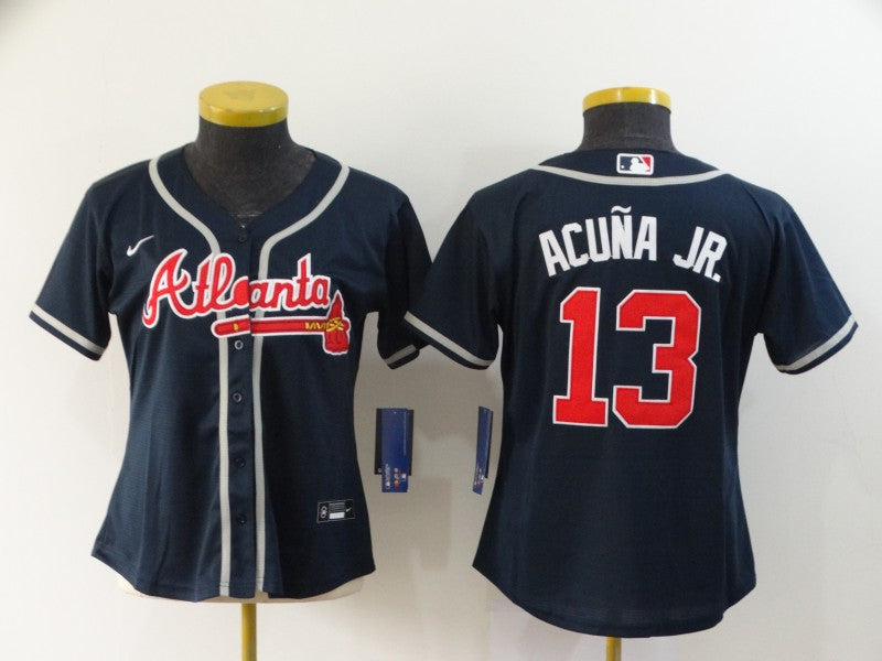 Ronald Acuna Jr Nave Women Atlanta Braves jersey