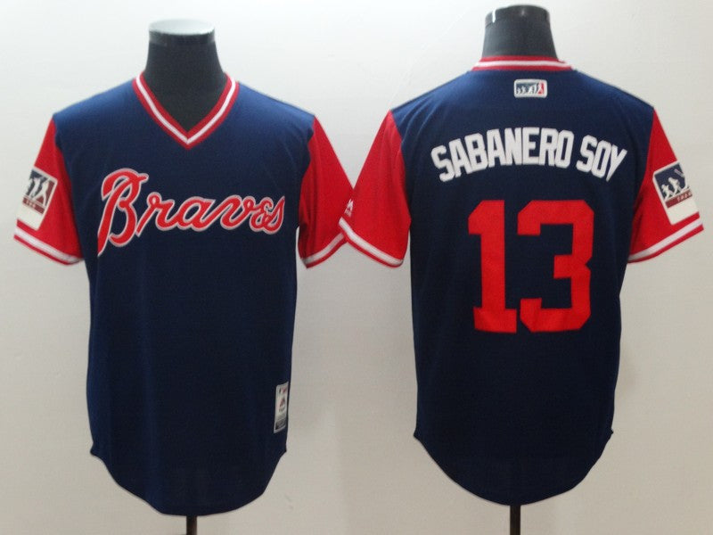 Ronald Acuna Jr Sabanero Soy Atlanta Braves navy Authentic jersey