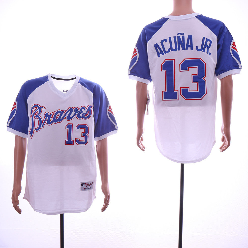 Ronald Acuna Jr Atlanta Braves white Throwback jersey