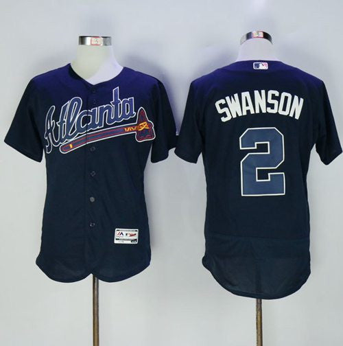 Dansby Swanson Atlanta Braves navy Authentic jersey