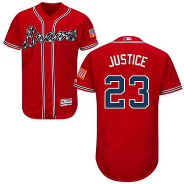 David Justice Atlanta Braves red jersey