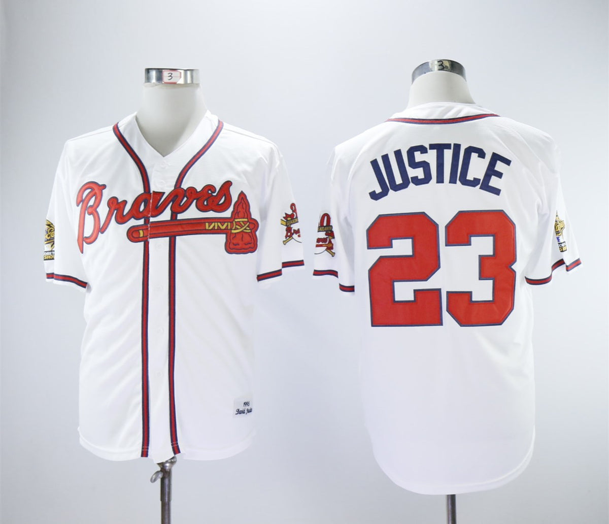 David Justice Atlanta Braves white Throwback jersey
