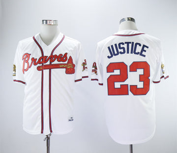 David Justice Atlanta Braves white Throwback jersey