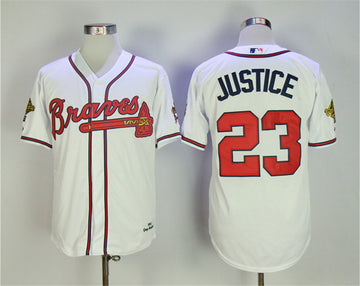 David Justice Atlanta Braves white Throwback jersey