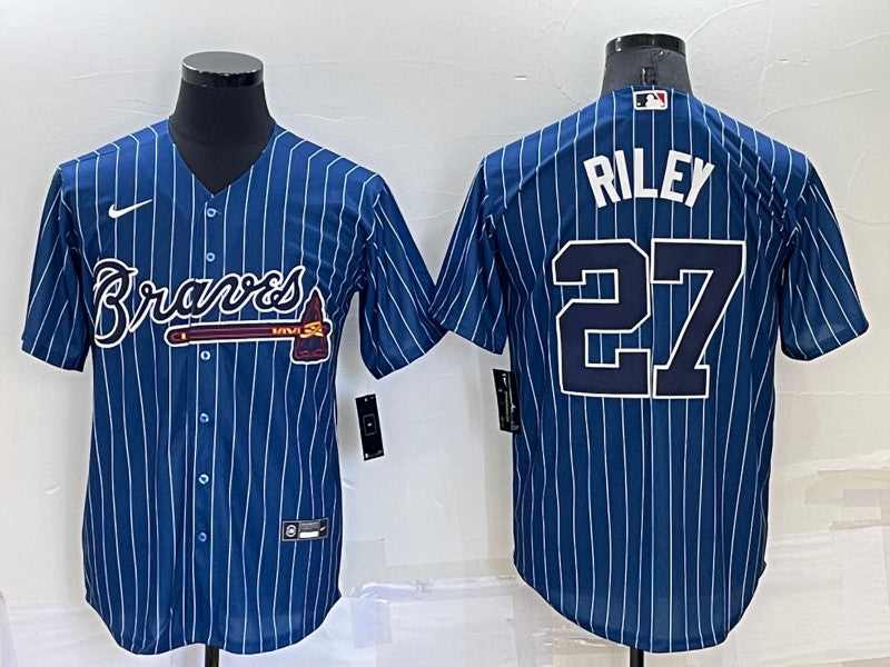 Austin Riley Atlanta Braves blue Throwback jersey