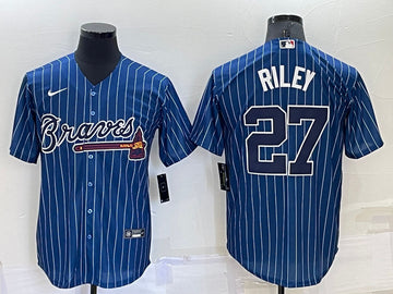 Austin Riley Atlanta Braves blue Throwback jersey