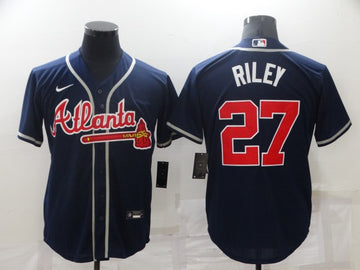 Austin Riley Atlanta Braves navy jersey