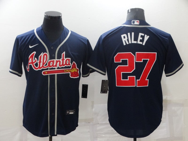 Austin Riley Atlanta Braves navy jersey