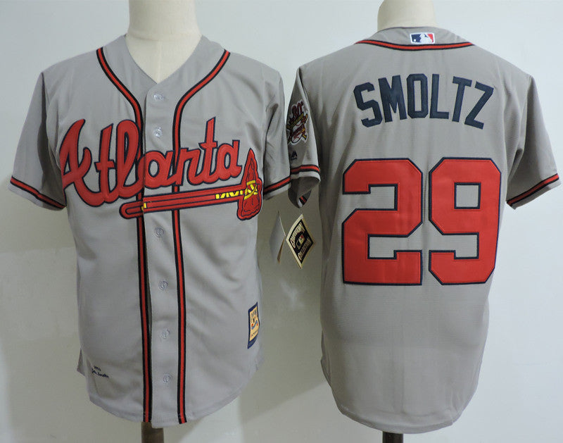 John Smoltz Atlanta Braves gray Cooperstown jersey