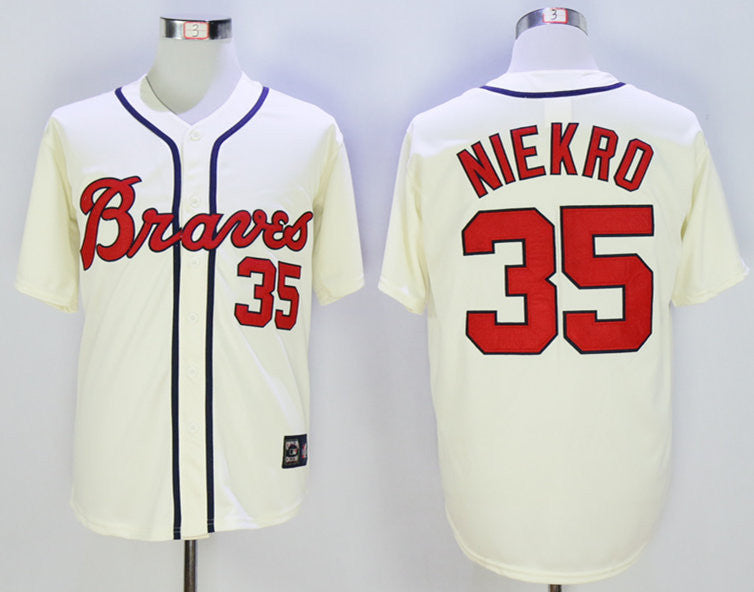 Phil Niekro Atlanta Braves cream Throwback jersey