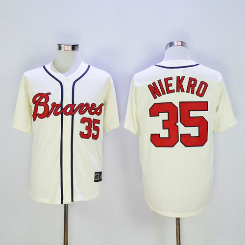 Phil Niekro Atlanta Braves cream Throwback jersey