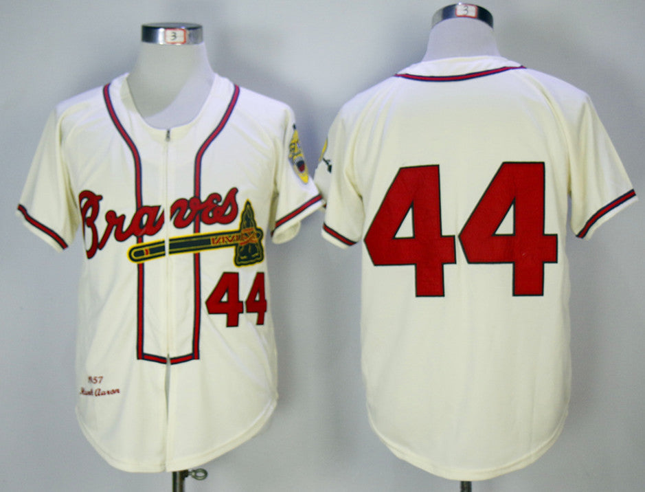 Hank Aaron Atlanta Braves cream jersey