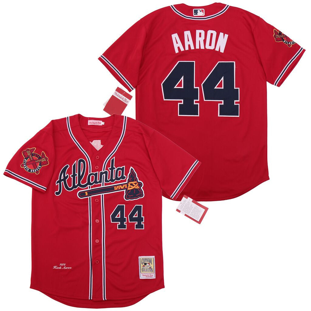 Hank Aaron Atlanta Braves red Cooperstown jersey