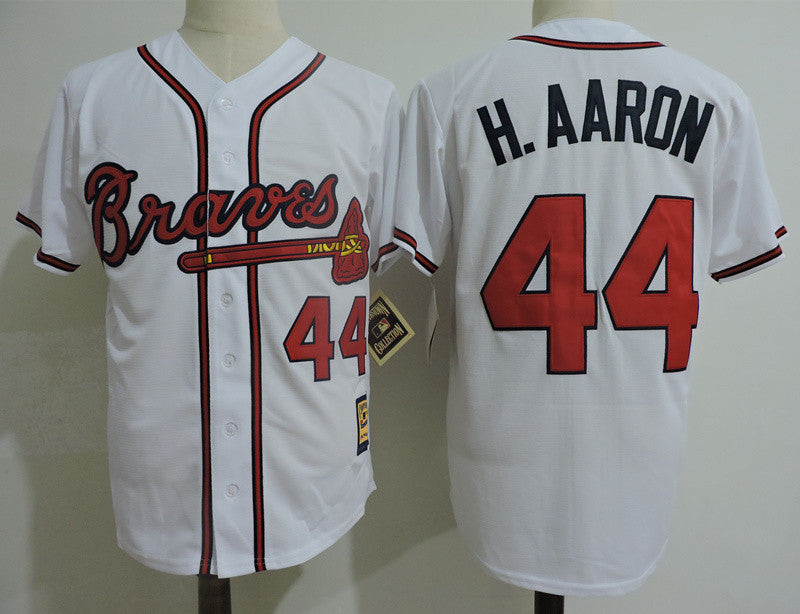 Hank Aaron Atlanta Braves white Cooperstown jersey