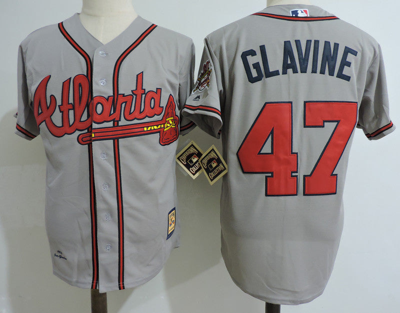 Tom Glavine Atlanta Braves gray Cooperstown jersey