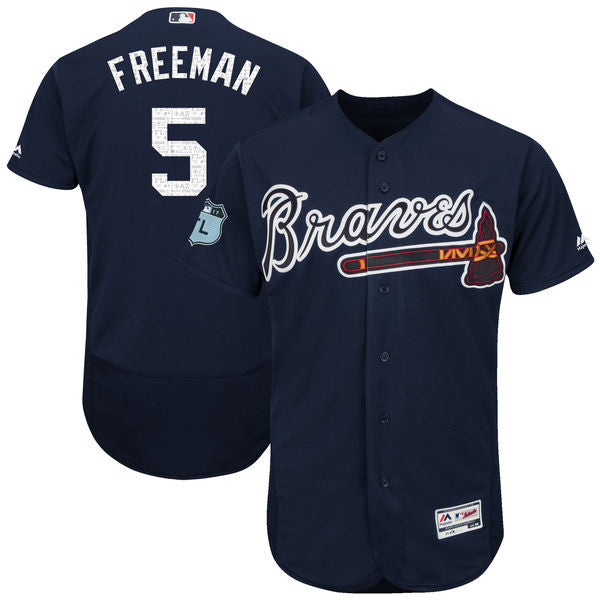 Freddie Freeman Atlanta Braves navy jersey