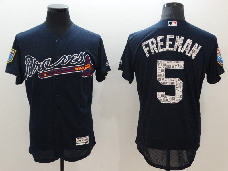 Freddie Freeman Atlanta Braves navy jersey