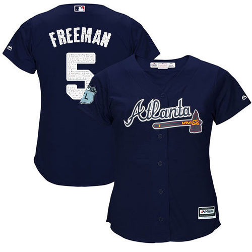 Freddie Freeman Atlanta Braves navy jersey