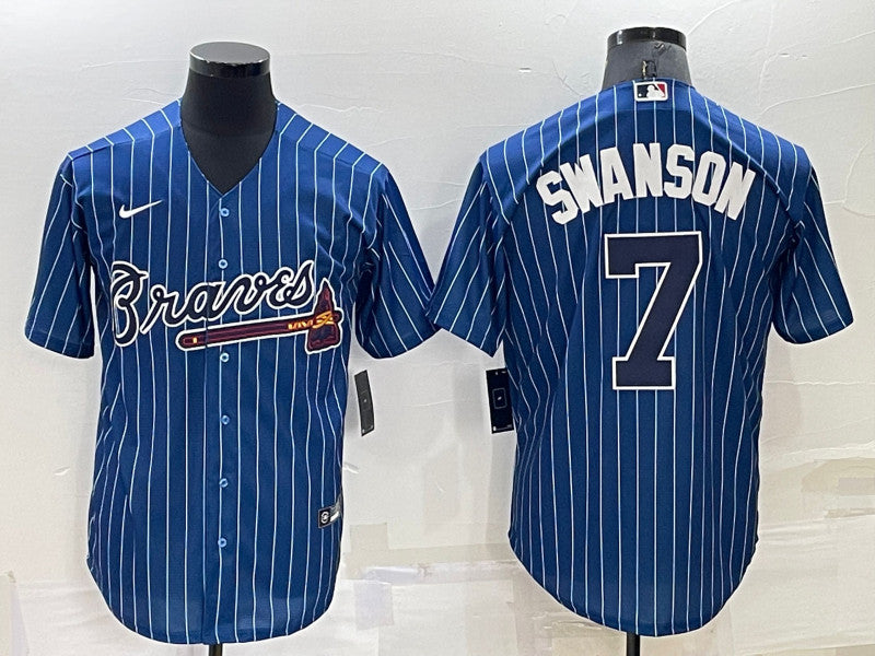 Dansby Swanson Atlanta Braves blue Throwback jersey