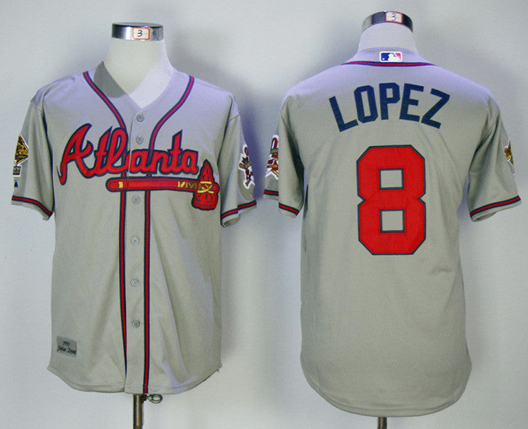 Javier Lopez Atlanta Braves gray Throwback jersey