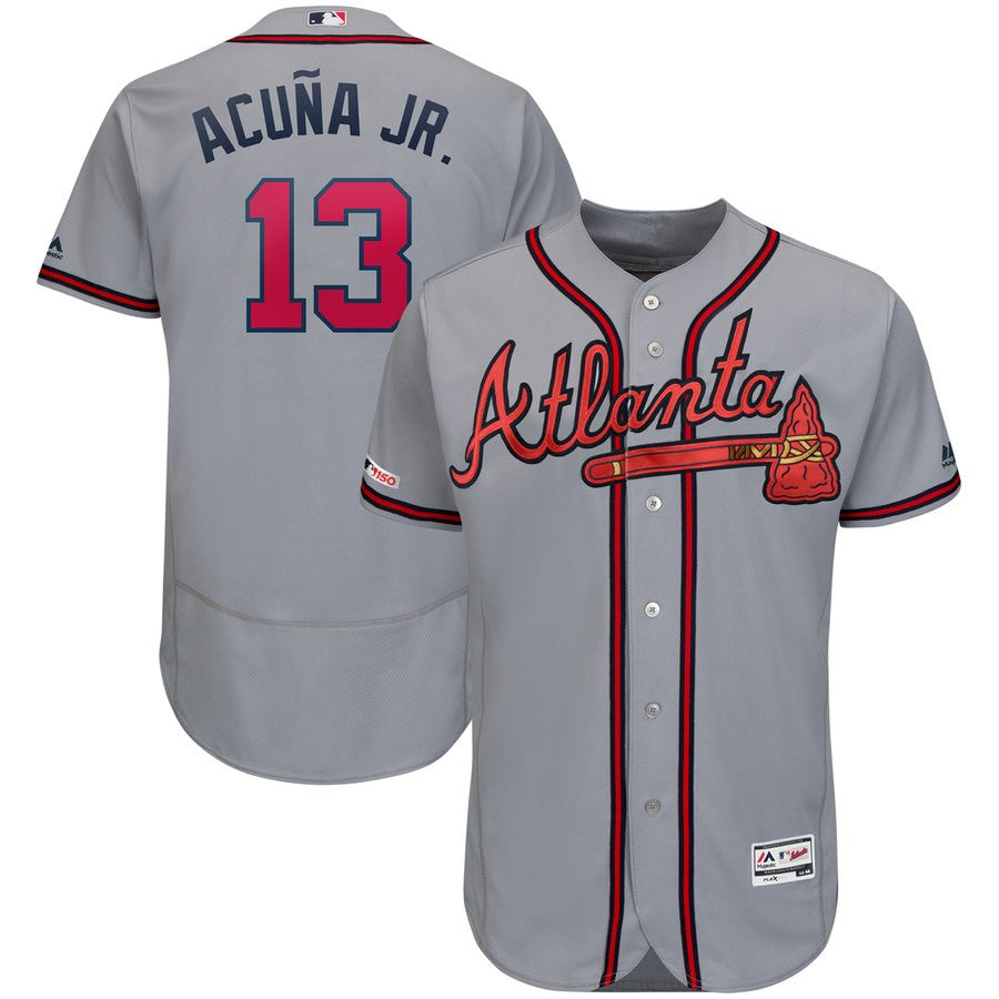 Ronald Acuna Jr Atlanta Braves gray jersey