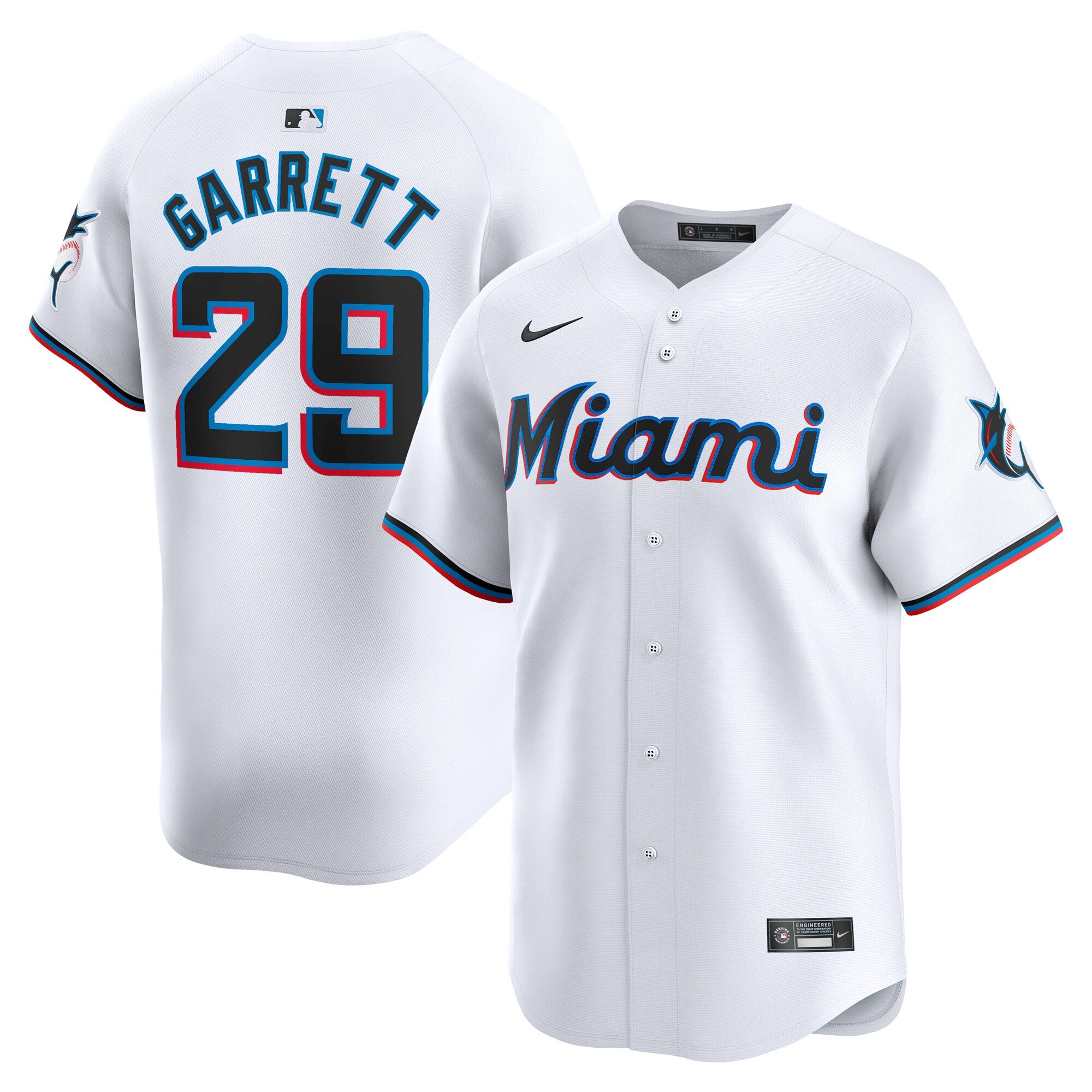 Braxton Garrett Miami Marlins white Limited jersey