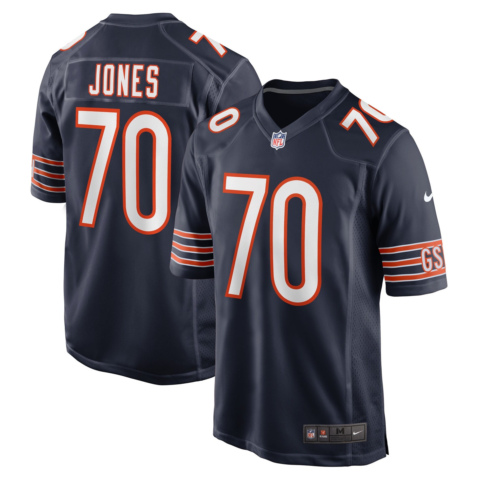 Braxton Jones Chicago Bears navy Game jersey