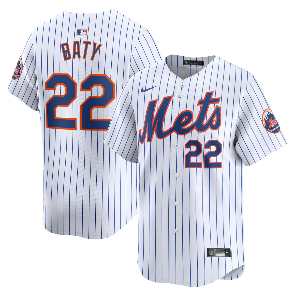 Brett Baty New York Mets white Limited jersey
