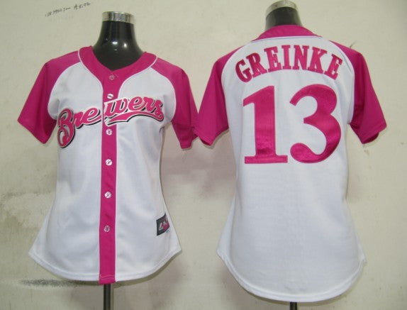 Greinke Women Milwaukee Brewers pink Fashion jersey
